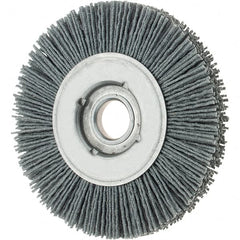 Osborn - 4" OD, 5/8" Arbor Hole, Crimped Nylon Wheel Brush - 5/8" Face Width, 3/4" Trim Length, 0.04" Filament Diam, 12,000 RPM - Exact Tooling
