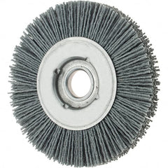 Osborn - 4" OD, 5/8" Arbor Hole, Crimped Nylon Wheel Brush - 5/8" Face Width, 3/4" Trim Length, 0.035" Filament Diam, 12,000 RPM - Exact Tooling