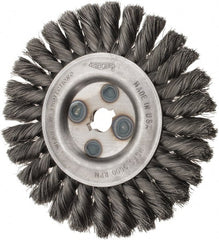 Osborn - 6" OD, 5/8" Arbor Hole, Knotted Steel Wheel Brush - 5/8" Face Width, 1-1/4" Trim Length, 0.0118" Filament Diam, 9,000 RPM - Exact Tooling
