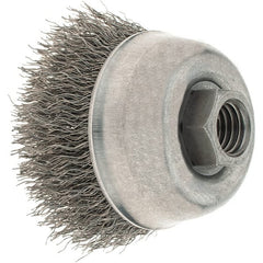 Osborn - 2-3/4" Diam, 5/8-11 Threaded Arbor, Steel Fill Cup Brush - 0.014 Wire Diam, 1" Trim Length, 14,000 Max RPM - Exact Tooling