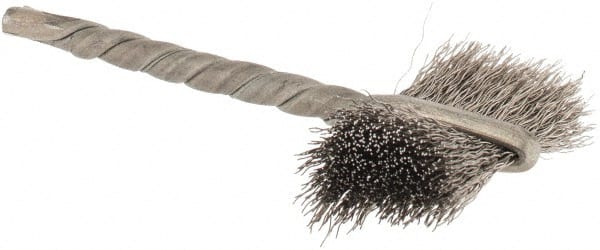 Osborn - 7/8" Diam Flat Stainless Steel Tube Brush - 0.005" Filament Diam, 5/8" Brush Length, 2-1/4" OAL, 1/8" Diam Shank - Exact Tooling