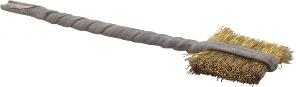 Osborn - 7/16" Diam Flat Brass Tube Brush - 0.005" Filament Diam, 9/16" Brush Length, 2-1/8" OAL, 3/32" Diam Shank - Exact Tooling