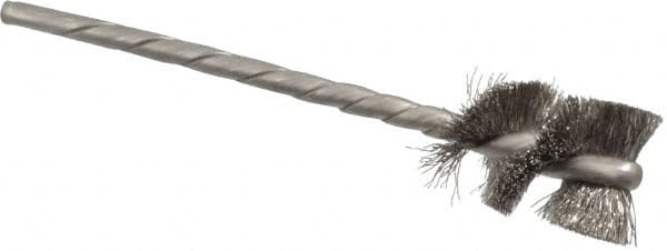 Osborn - 5/8" Diam Helical Stainless Steel Tube Brush - 0.005" Filament Diam, 1" Brush Length, 3-1/2" OAL, 1/8" Diam Shank - Exact Tooling