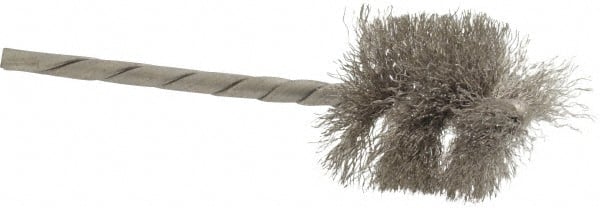 Osborn - 1" Diam Helical Stainless Steel Tube Brush - 0.005" Filament Diam, 1" Brush Length, 3-1/2" OAL, 1/8" Diam Shank - Exact Tooling