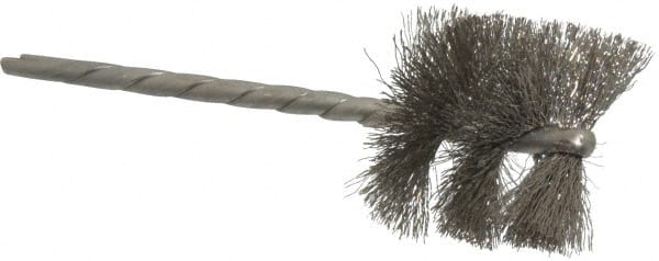 Osborn - 1-1/8" Diam Helical Stainless Steel Tube Brush - 0.005" Filament Diam, 1" Brush Length, 3-1/2" OAL, 1/8" Diam Shank - Exact Tooling