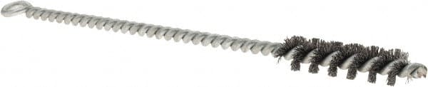 Osborn - 1/2" Diam Helical Steel Tube Brush - Single Spiral, 0.006" Filament Diam, 2" Brush Length, 8" OAL, 0.221" Diam Shank - Exact Tooling