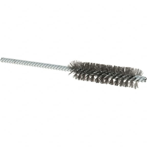 Osborn - 1/2" Diam Helical Steel Tube Brush - Double Spiral, 0.004" Filament Diam, 2" Brush Length, 5" OAL, 0.187" Diam Shank - Exact Tooling