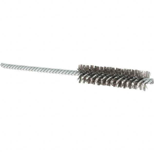 Osborn - 1/2" Diam Helical Stainless Steel Tube Brush - Double Spiral, 0.004" Filament Diam, 2" Brush Length, 5" OAL, 0.187" Diam Shank - Exact Tooling