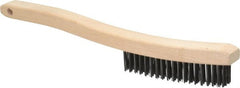 Osborn - 3 Rows x 19 Columns Steel Scratch Brush - 6" Brush Length, 13-11/16" OAL, 1-1/8" Trim Length, Wood Curved Handle - Exact Tooling