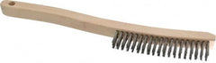 Osborn - 3 Rows x 19 Columns Stainless Steel Scratch Brush - 6" Brush Length, 13-11/16" OAL, 1-1/8" Trim Length, Wood Curved Handle - Exact Tooling