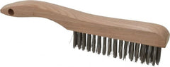 Osborn - 4 Rows x 16 Columns Stainless Steel Scratch Brush - 5-1/4" Brush Length, 10" OAL, 1-1/8" Trim Length, Wood Shoe Handle - Exact Tooling