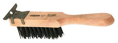 Osborn - 4 Rows x 11 Columns Steel Scratch Brush - 5-1/2" Brush Length, 11-3/8" OAL, 1-5/8" Trim Length, Wood Straight Handle - Exact Tooling