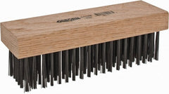 Osborn - 6 Rows x 19 Columns Steel Scratch Brush - 7-1/4" Brush Length, 1-11/16" Trim Length, Wood Straight Handle - Exact Tooling