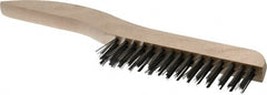 Osborn - 2 Rows x 15 Columns Steel Scratch Brush - 5-1/4" Brush Length, 10" OAL, 1-1/8" Trim Length, Wood Shoe Handle - Exact Tooling