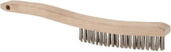 Osborn - 4 Rows x 18 Columns Stainless Steel Plater's Brush - 5-3/4" Brush Length, 13-1/4" OAL, 1" Trim Length, Wood Curved Handle - Exact Tooling