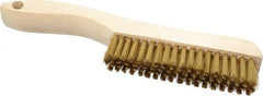 Osborn - 4 Rows x 18 Columns Brass Plater's Brush - 4-3/4" Brush Length, 10" OAL, 1" Trim Length, Wood Shoe Handle - Exact Tooling