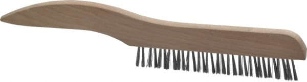 Osborn - 1 Rows x 16 Columns Steel Plater's Brush - 5" Brush Length, 10" OAL, 3/4" Trim Length, Wood Shoe Handle - Exact Tooling