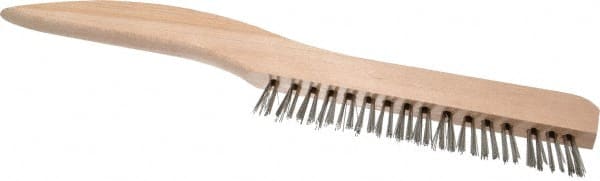 Osborn - 1 Rows x 16 Columns Stainless Steel Plater's Brush - 5" Brush Length, 10" OAL, 3/4" Trim Length, Wood Shoe Handle - Exact Tooling