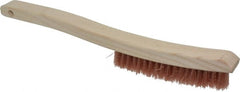 Osborn - 4 Rows x 18 Columns Polypropylene Plater's Brush - 6" Brush Length, 13-1/4" OAL, 7/8" Trim Length, Wood Curved Handle - Exact Tooling
