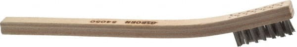 Osborn - 3 Rows x 7 Columns Stainless Steel Scratch Brush - 7/16" Brush Length, 7-1/2" OAL, 7/16" Trim Length, Wood Toothbrush Handle - Exact Tooling
