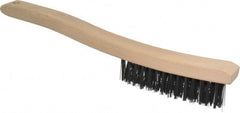 Osborn - 3 Rows x 14 Columns Steel Scratch Brush - 13-3/4" OAL, 1-1/2" Trim Length, Wood Curved Handle - Exact Tooling