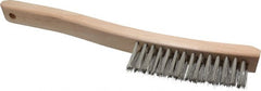 Osborn - 3 Rows x 14 Columns Stainless Steel Scratch Brush - 13-3/4" OAL, 1-1/2" Trim Length, Wood Curved Handle - Exact Tooling