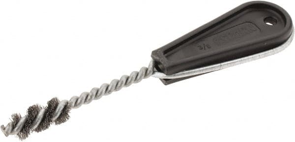 Osborn - 1" Long x 1/2" Diam Steel Tube End Fitting Brush - 6-3/8" OAL, 0.008" Wire Diam - Exact Tooling