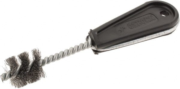 Osborn - 1" Long x 57/64" Diam Steel Tube End Fitting Brush - 6-3/8" OAL, 0.008" Wire Diam - Exact Tooling