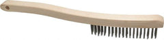 Osborn - 3 Rows x 19 Columns Stainless Steel Scratch Brush - 6" Brush Length, 13-3/4" OAL, 1-1/8" Trim Length, Wood Curved Handle - Exact Tooling