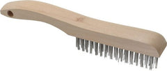 Osborn - 4 Rows x 16 Columns Stainless Steel Scratch Brush - 5-1/4" Brush Length, 10" OAL, 1-1/8" Trim Length, Wood Shoe Handle - Exact Tooling