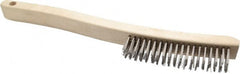 Osborn - 4 Rows x 19 Columns Stainless Steel Scratch Brush - 6" Brush Length, 13-11/16" OAL, 1-1/8" Trim Length, Wood Curved Handle - Exact Tooling