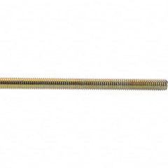 Value Collection - 1/2-13 UNC (Coarse), 3' Long, Low Carbon Steel Threaded Rod - Yellow Zinc-Plated Finish, Right Hand Thread - Exact Tooling