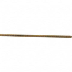 Value Collection - 1/4-20 UNC (Coarse), 3' Long, Low Carbon Steel Threaded Rod - Yellow Zinc-Plated Finish, Right Hand Thread - Exact Tooling