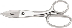 Clauss - 5" LOC, 7-3/4" OAL Chrome Plated Straight Shears - Serrated, Steel Straight Handle, For Paper, Fabric - Exact Tooling