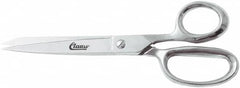 Clauss - 4" LOC, 8" OAL Chrome Plated Straight Shears - Steel Straight Handle, For Paper, Fabric - Exact Tooling