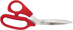 Clauss - 5" LOC, 8-1/4" OAL Stainless Steel Bent Shears - Left Hand, Offset Handle, For Paper, Fabric - Exact Tooling