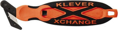 Klever Innovations - Quick-Change Safety Cutter - 1-1/4" Carbon Steel Blade, Orange Plastic/Softgrip Handle, 1 Blade Included - Exact Tooling