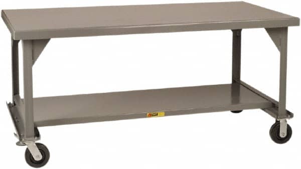 Little Giant - Mobile Workbench - 7 Gauge Steel, Fixed Leg, Gray, 72" Long x 30" Deep x 34" High - Exact Tooling