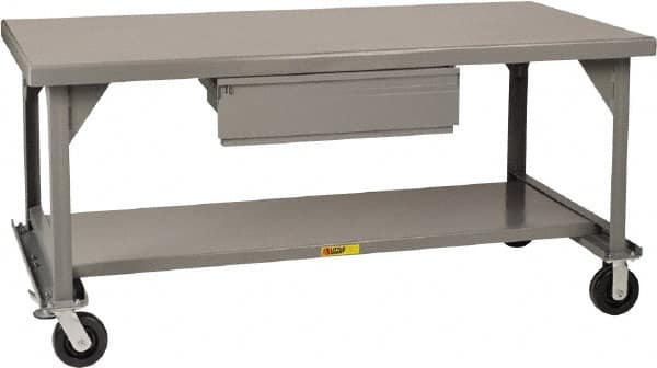 Little Giant - Mobile Workbench - 7 Gauge Steel, Fixed Leg, Gray, 84" Long x 42" Deep x 34" High - Exact Tooling