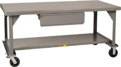 Little Giant - Mobile Workbench - 7 Gauge Steel, Fixed Leg, Gray, 48" Long x 30" Deep x 34" High - Exact Tooling