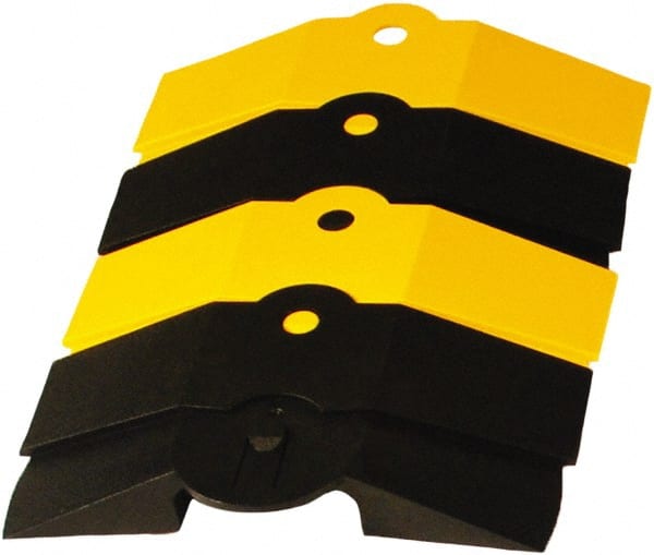 UltraTech - 1 Channel, 1 Ft Long, 3/4" Max Compatible Cable Diam, Yellow/Black ABS On Floor Cable Cover - 9-3/4" Overall Width x 1-3/8" Overall Height, 3" Channel Width x 3/4" Channel Height - Exact Tooling