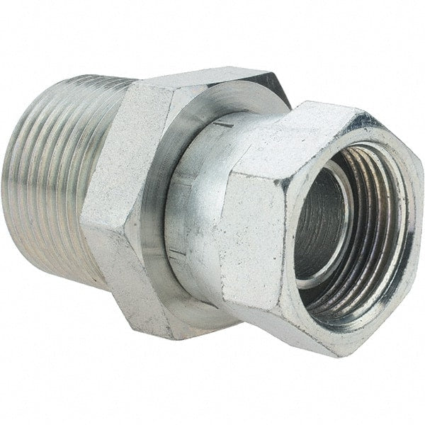 Value Collection - Steel Industrial Pipe Straight Swivel Adapter - FNPSM x MNPTF - Exact Tooling
