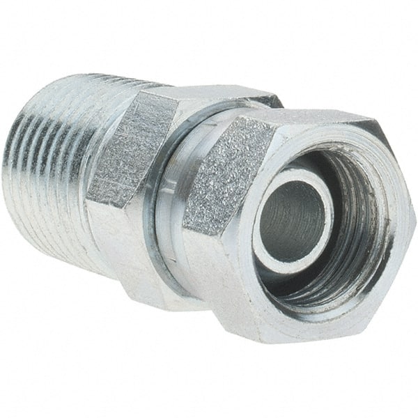 Value Collection - Steel Industrial Pipe Straight Swivel Adapter - FNPSM x MNPTF - Exact Tooling