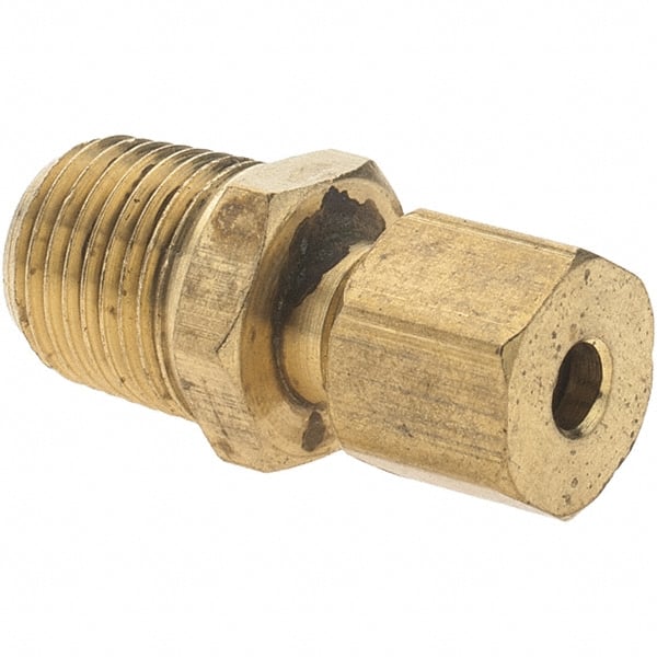 Value Collection - 1/8" Outside Diam, 1/8-27 NPTF, Metal Push-to-Connect Tube Male Connector - Tube to Male NPTF Connection - Exact Tooling