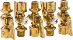 Parker - 1/4" Pipe, Female Pipe to Male Pipe Drain Cock & Shutoff Valve - 1/4-18 Thread, 30 Max psi - Exact Tooling