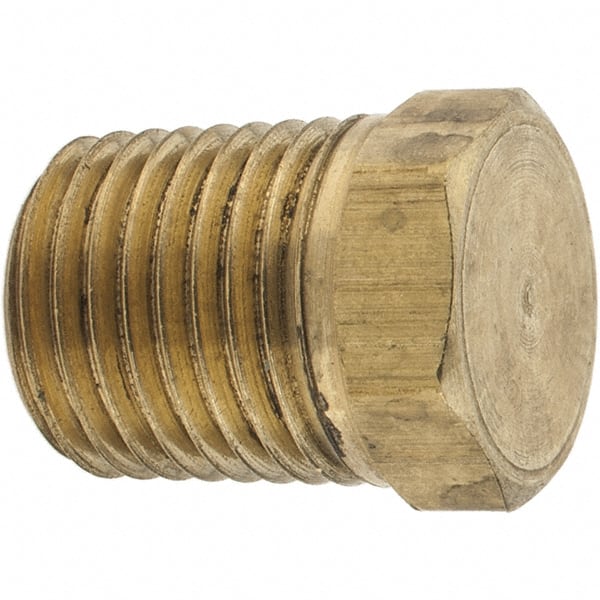 Parker - 1/4 Male Thread, Brass Industrial Pipe Hex Head Plug - MNPTF, 1,000 psi - Exact Tooling