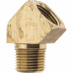 Parker - 1/2 Male Thread x 1/2 Female Thread, Brass Industrial Pipe 45° Street Elbow - MNPTF x FNPTF, 1,000 psi - Exact Tooling
