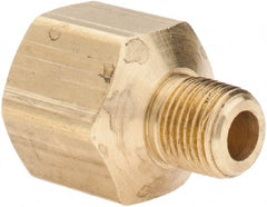 Parker - 1/8 Male Thread x 1/4 Female Thread, Brass Industrial Pipe Adapter - MNPTF x FNPTF, 1,000 psi - Exact Tooling