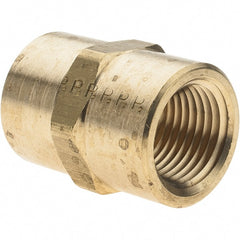Parker - 1/2 Female Thread, Brass Industrial Pipe Coupling - FNPTF, 1,000 psi - Exact Tooling