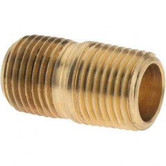 Parker - 1/8 Male Thread, Brass Industrial Pipe Close Nipple - MNPTF, 1,000 psi - Exact Tooling